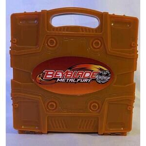 2010 Hasbro BeyBlade Metal Fury Bey Locker Storage Carrying Case Orange Brown